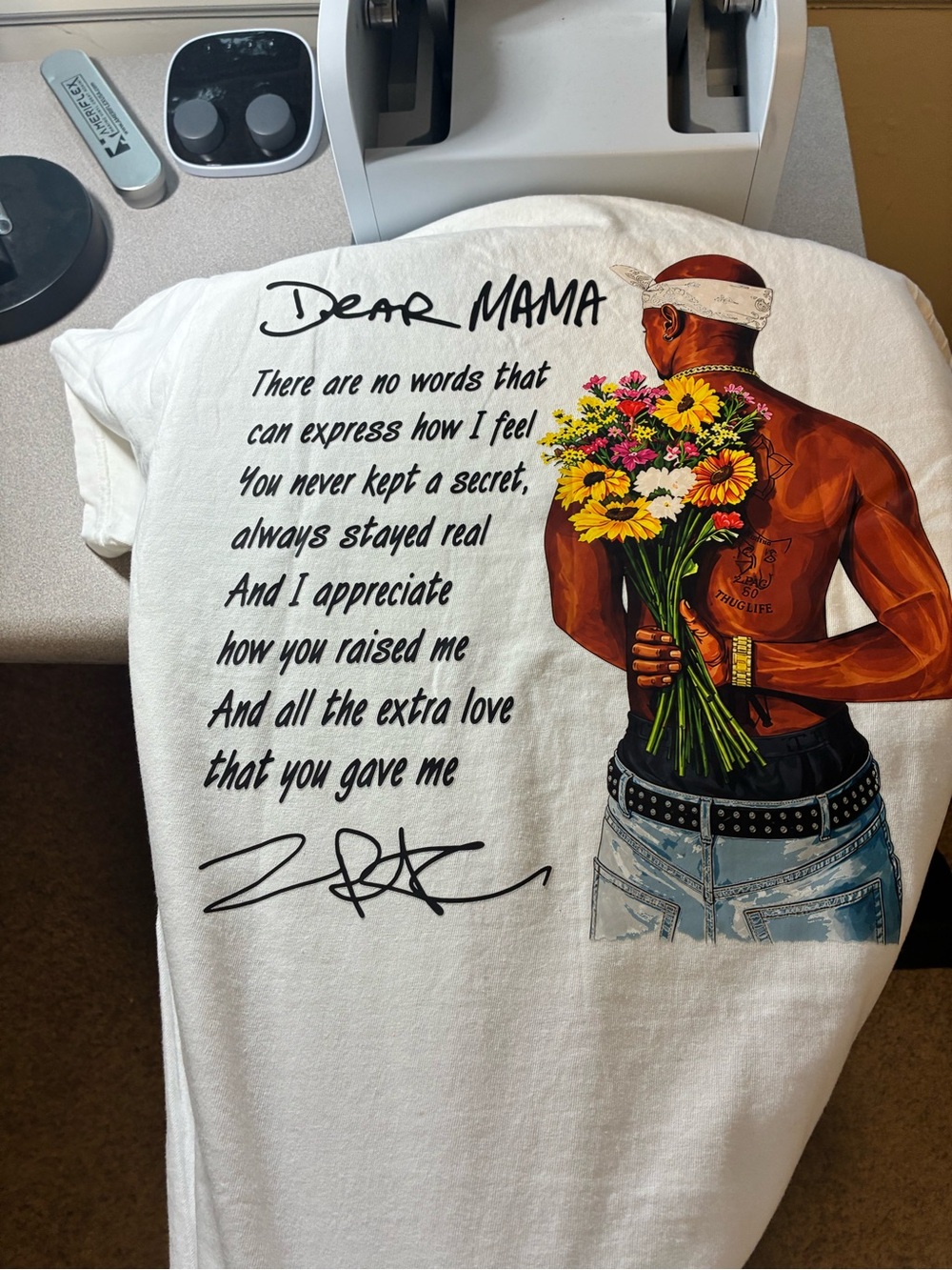 Dear Mama Graphic Tee with Floral Back Print